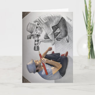Zeichnen Sie gegen Kamera - Kunst 3D - Fotograf an Karte
