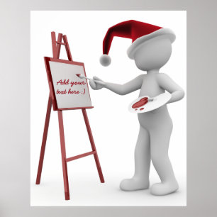 Zeichnen Sie Ihren Text Santa Malerei Easel Red Wh Poster