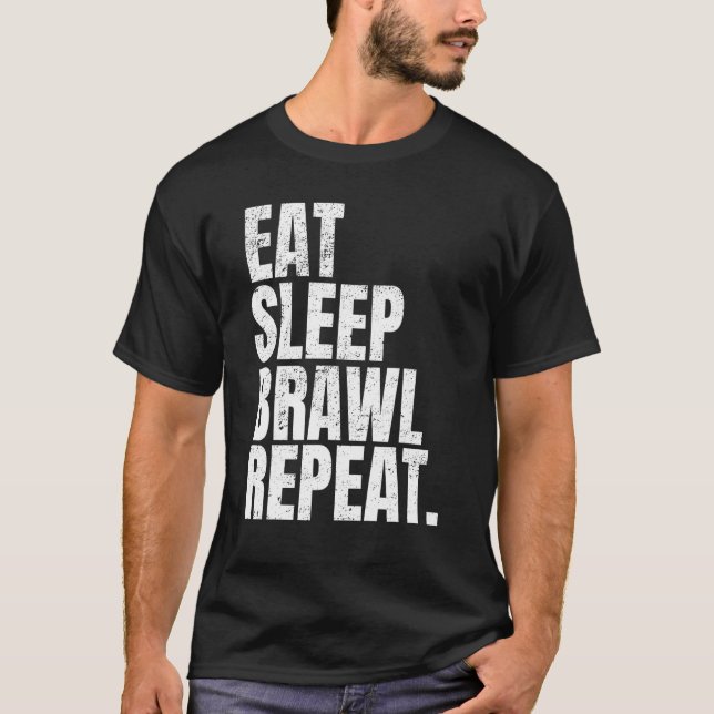 Zeichnen Sie Sleep Brawl Repeat Gamers T-Shirt Tex (Vorderseite)