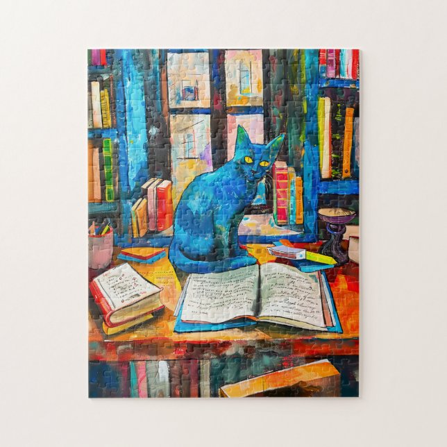 Zeichnen von Katzen unter offenen Büchern Puzzle (Vertikal)