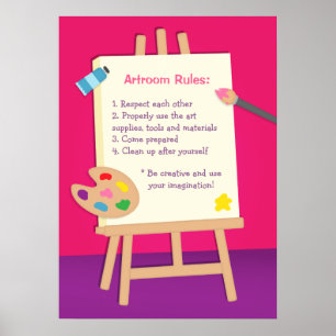 Zeichnen von Kindern Art Room Class Regeln Poster