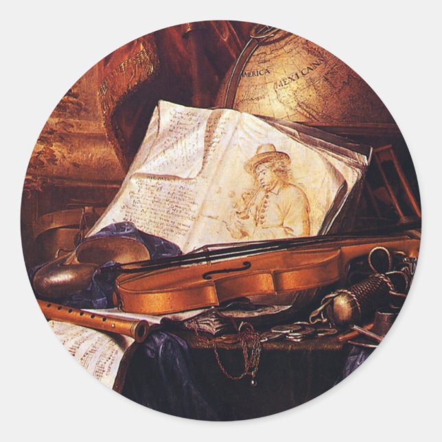 Zeichnen von Musikinstrumenten Runder Aufkleber (Vorderseite)