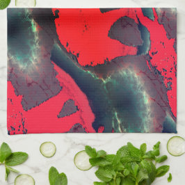 zeichnend abstrakter roter Elefant, sehr rustikale Geschirrtuch