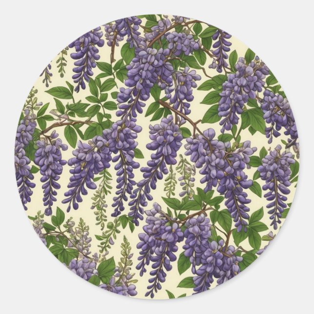Zeichnend amerikanisches Wisteria Runder Aufkleber (Vorderseite)