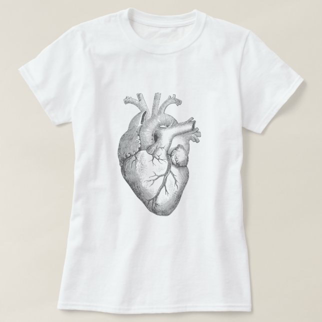 Zeichnend anatomisches menschliches Herz T-Shirt (Design vorne)