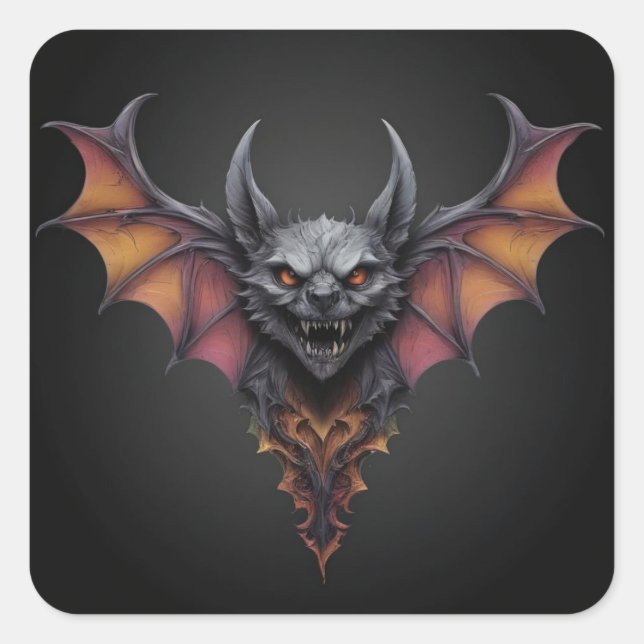 Zeichnend beängstigender Bat-Tinte, Quadratischer Aufkleber (Vorderseite)