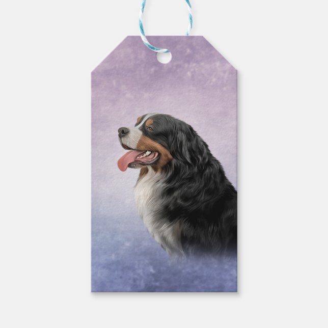Zeichnend Berner Hund Geschenkanhänger (Vorderseite)