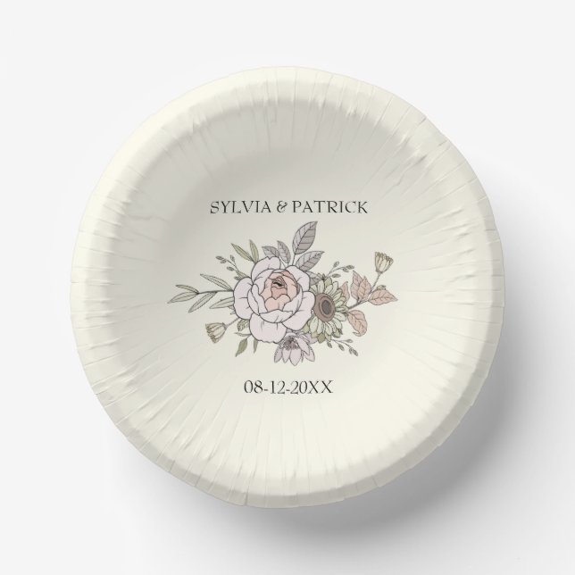 Zeichnend Blume Elfenbeinromantik Pappteller (Vorderseite)