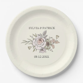 Zeichnend Blume Elfenbeinromantik Pappteller