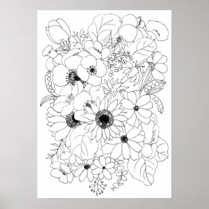 zeichnend Blume Poster