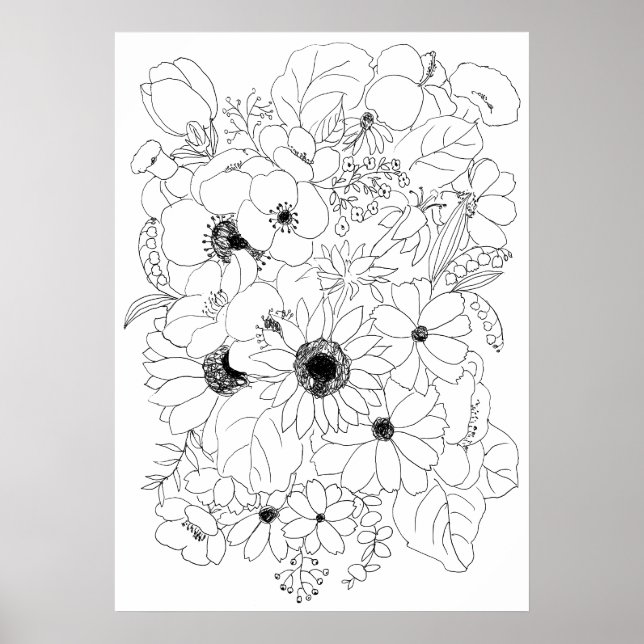 zeichnend Blume Poster (Vorne)