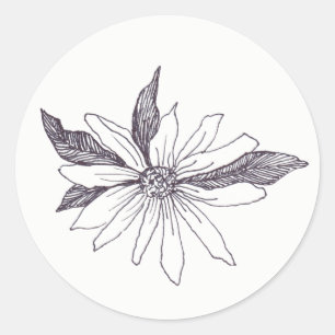 Zeichnend Blume Runder Aufkleber
