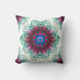 Zeichnend Blume-Textur von metallischem Zyan in Ro Kissen