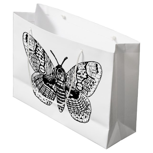 Zeichnend Brahmanmotte Große Geschenktüte (Vorderseite Schrägansicht)