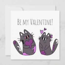 Zeichnend Cat Hearts Valentinstag Karte