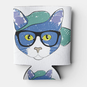 Zeichnend Cat Mascot Feline Pencil Animes Dosenkühler