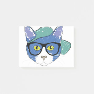 Zeichnend Cat Mascot Feline Pencil Animes Post-it Klebezettel