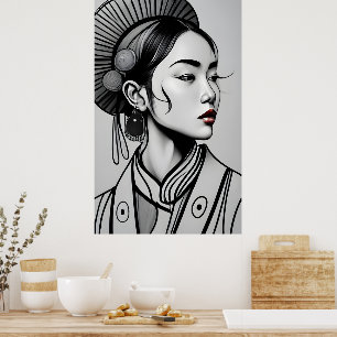 zeichnend chinesische Mädchen Poster