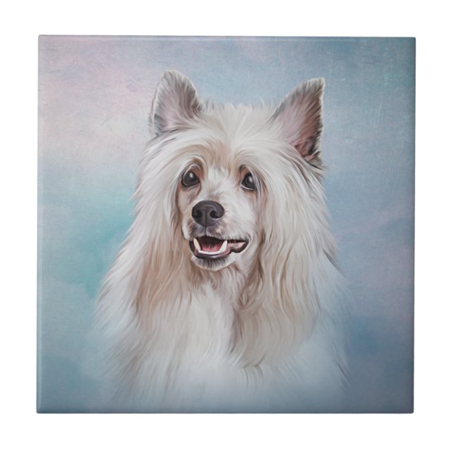 Zeichnend Chinesischer Zeckhund Mittlere Geschenkt Fliese (Vorderseite)