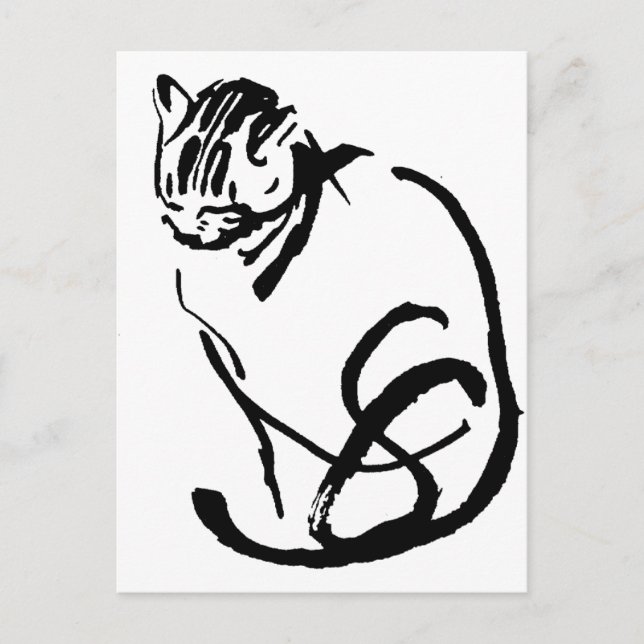 Zeichnend Design der Siamese Cat Brush Postkarte (Vorderseite)