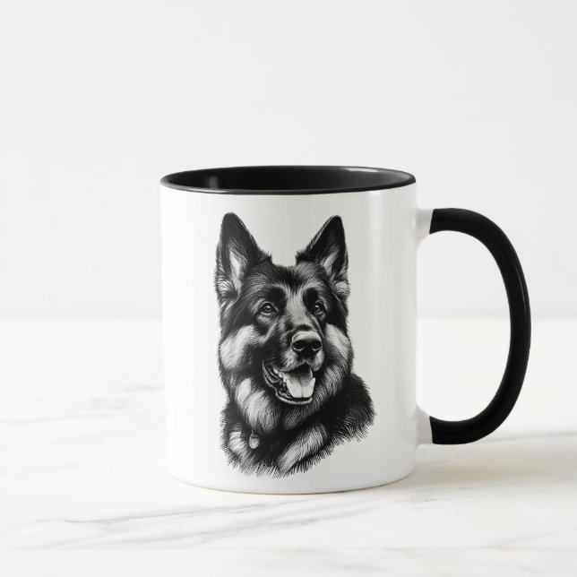 Zeichnend Deutscher Schäferhund Tasse (Rechts)