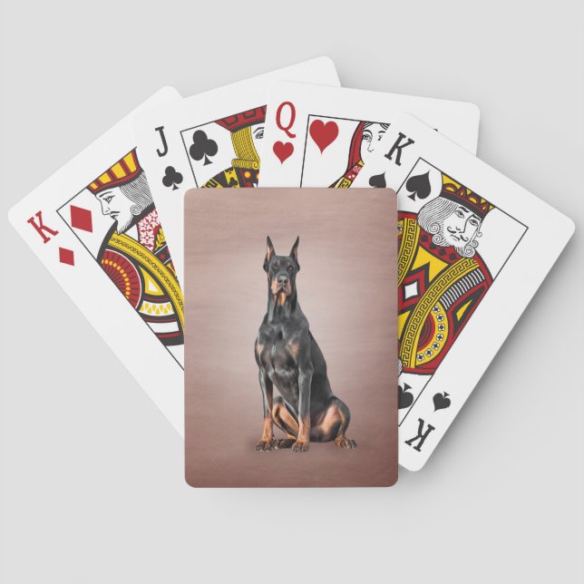 Zeichnend Doberman-Hund Spielkarten (Rückseite)