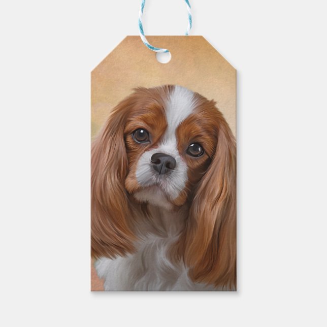 Zeichnend Dog Cavalier King Charles Spaniel Geschenkanhänger (Vorderseite)