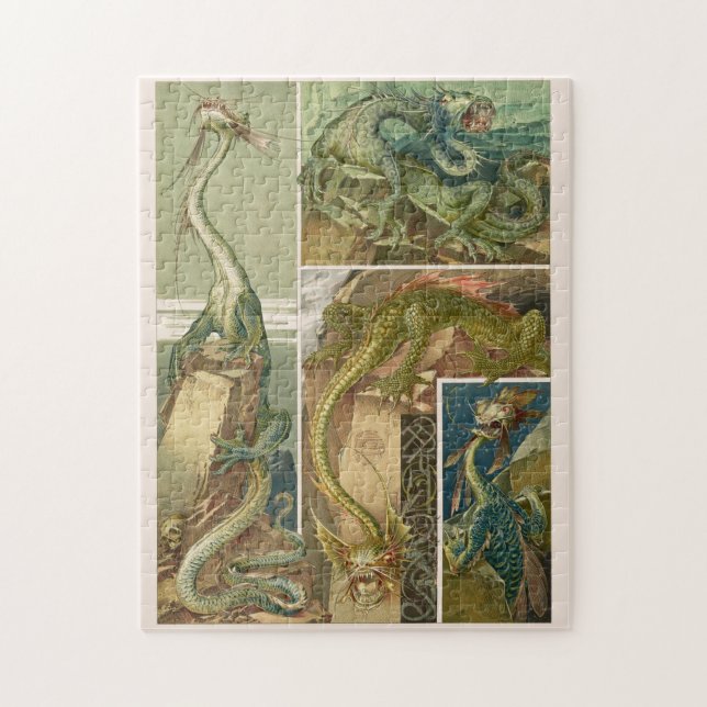 Zeichnend Drachen, Jugendstil von Anton Seder Jigs Puzzle (Vertikal)