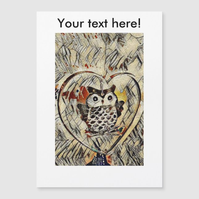 Zeichnend Eule Magnetkarte (Vorderseite)