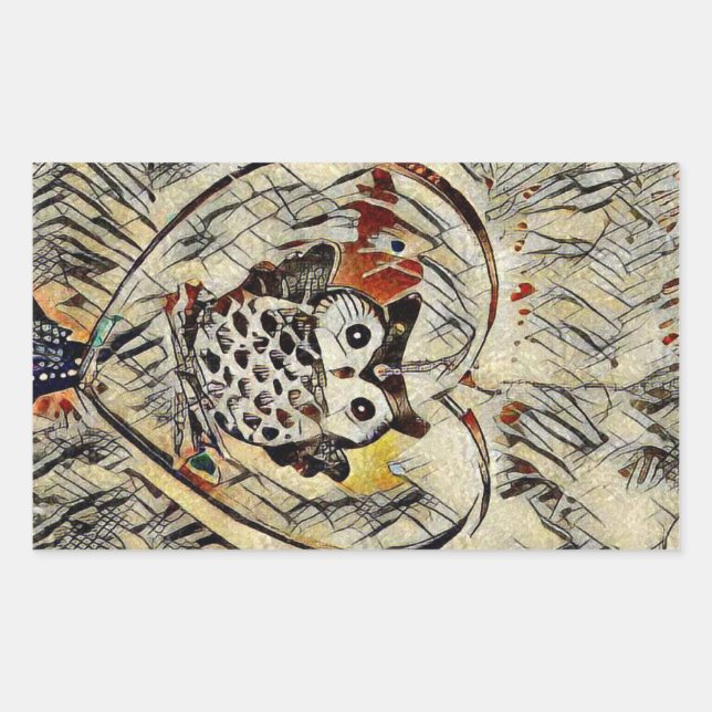 Zeichnend Eule Rechteckiger Aufkleber (Vorderseite)