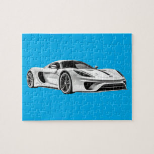 Zeichnend Fahrzeug II (BLAU BKGRD) Puzzle