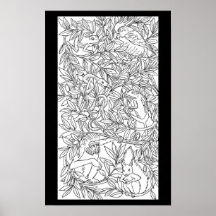 Zeichnend Farbseite für Tiere, Natur und Wildtiere Poster