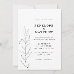 Zeichnend Foliage Leaf Hochzeitseinladung Einladung