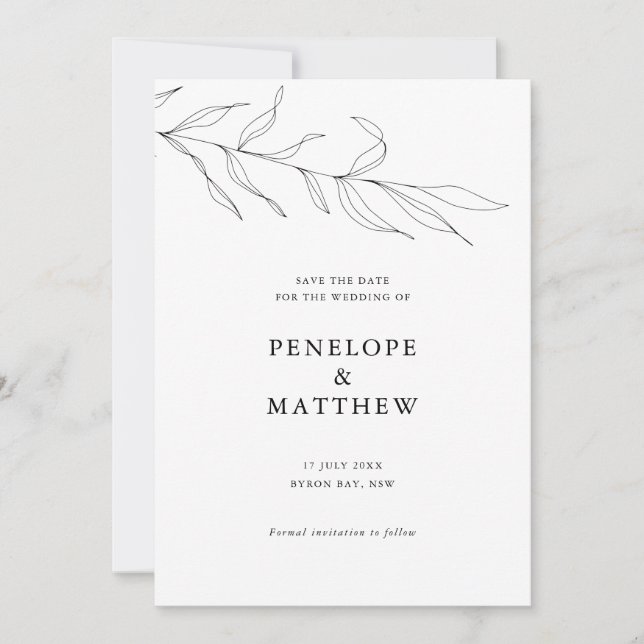 Zeichnend Foliage Leaf Hochzeitseinladung Einladung (Vorderseite)