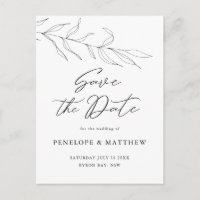 Zeichnend Foliage Leaf Save the Date Postkarte
