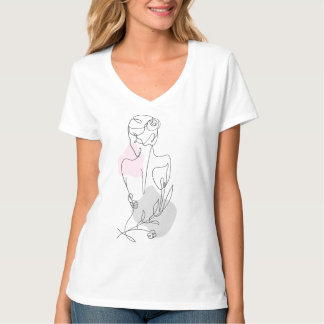Zeichnend Frau in Lineal Art T-Shirt