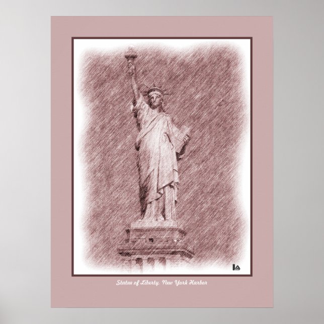 Zeichnend Freiheitsstatue in New York Poster (Vorne)