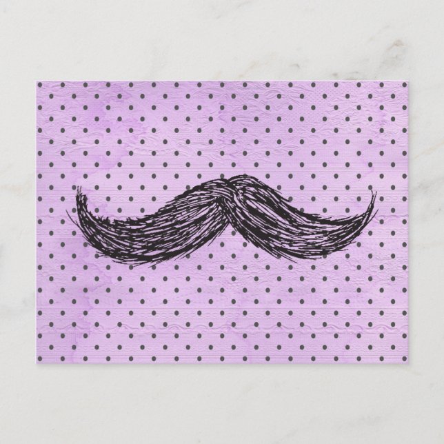 zeichnend    FunnyMustache mit Lila Polka-Punkten Postkarte (Vorderseite)