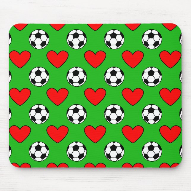 Zeichnend Fußballbälle und Rote Herzen Mousepad (Vorne)