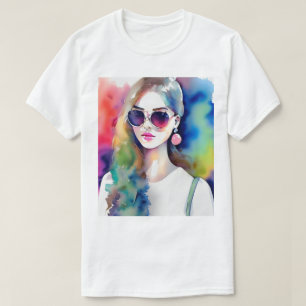 Zeichnend Girl Illustration, Mode Girl, Frau T-Shirt