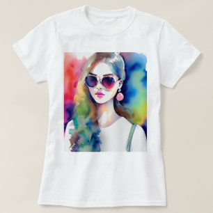 Zeichnend Girl Illustration, Mode Girl, Frau T-Shirt