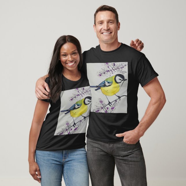 Zeichnend Great Tit Bird, handgezogener britischer T-Shirt (Unisex)