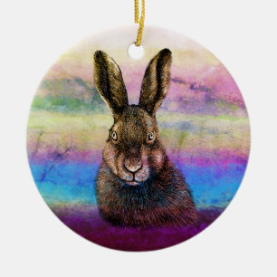 Zeichnend Hasen Keramik Ornament