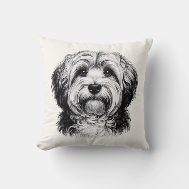 Zeichnend Havanese Hund Kissen (Vorderseite)