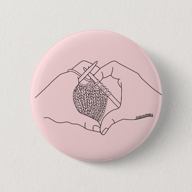 Zeichnend Herz-Pink-Linie Button (Vorderseite)