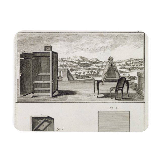 Zeichnend Hilfsmittel: eine einfache Holzkamera ob Magnet (Horizontal)