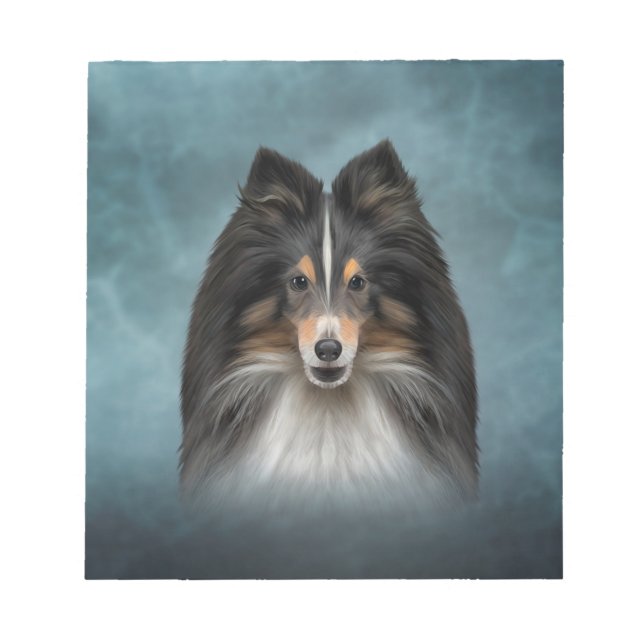 Zeichnend Hund Shetland Sheepdog, Sheltie Notizblock (Vorderseite)