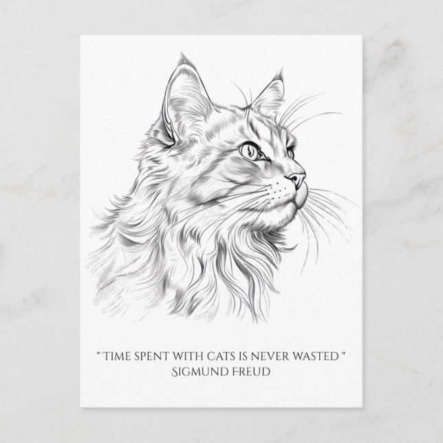 Zeichnend Katze Postkarte (Vorderseite)