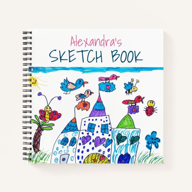 Zeichnend Kind , farbenfrohe Burg Skizze Buch (Vorderseite)