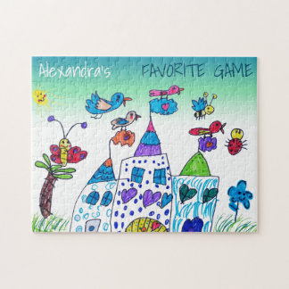 Zeichnend Kind , farbiges Lieblingsspiel , Name Puzzle